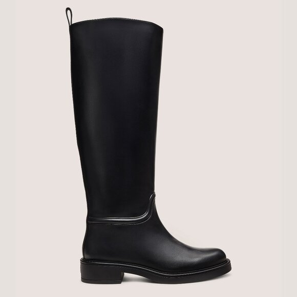 Stuart Weitzman Women’s Celia Riding Boots – Black Smooth Leather – Size 7 Wide - Picture 1 of 1
